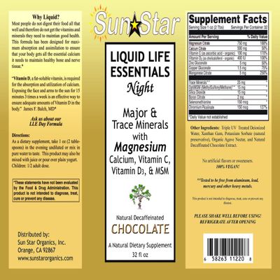 Sun Star Organics Liquid Life Essentials Night Formula (Chocolate)