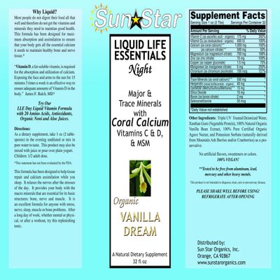 Sun Star Organics Liquid Life Essentials Night Formula (Vanilla)