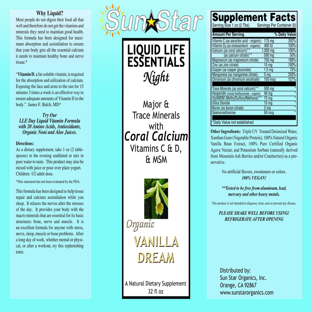 Sun Star Organics Liquid Life Essentials Night Formula (Vanilla)