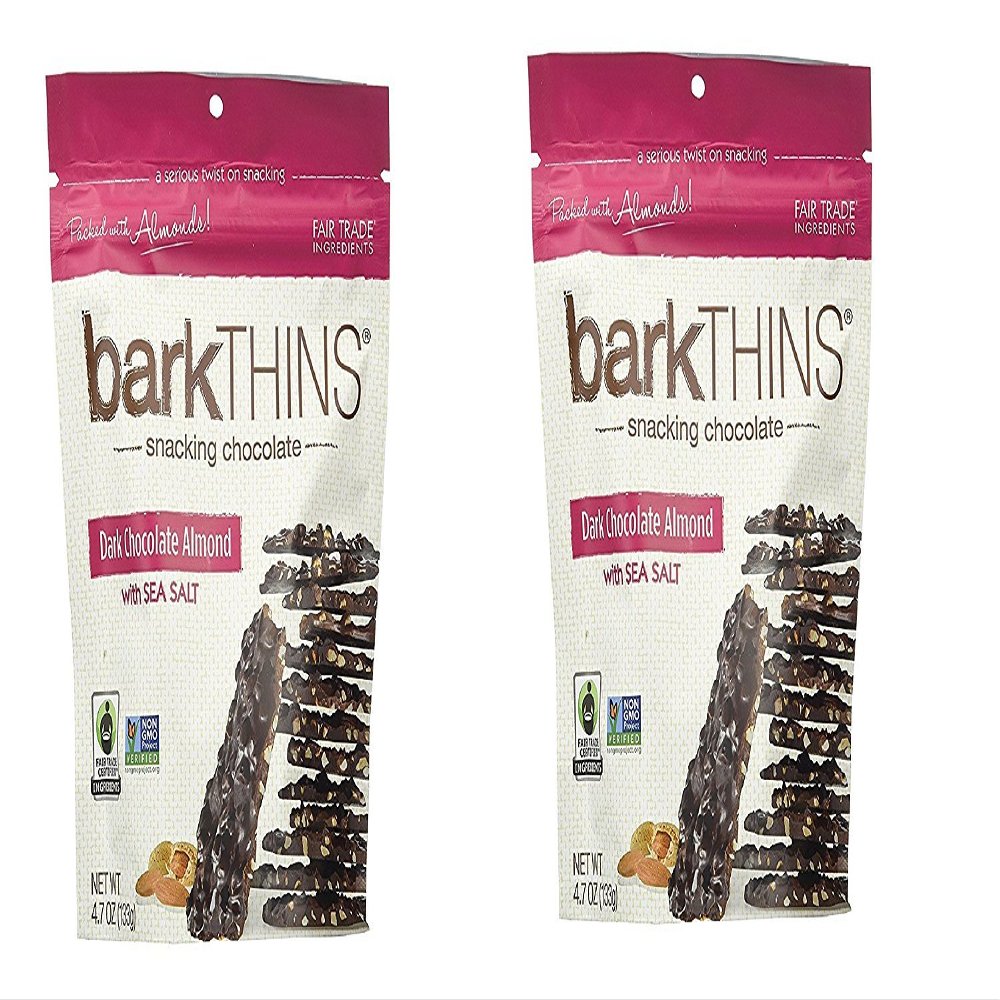 barkTHINS - Snacking Chocolates Dark Chocolate Almond with Sea Salt - 4.7 oz (pack of 2)