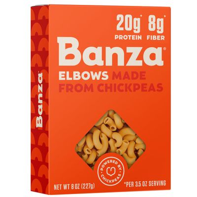 Banza Gluten-Free Chickpea Pasta, Elbows 23g Protein | Lower Carb | High Fiber | High Protein | Plant Based Pasta | 8oz (Pack of 6)