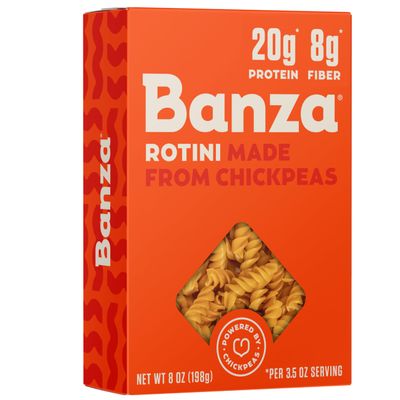 Banza Gluten-Free Chickpea Pasta, Rotini 23g Protein | Lower Carb | High Fiber | High Protein | Plant Based Pasta | 8oz (Pack of 6)