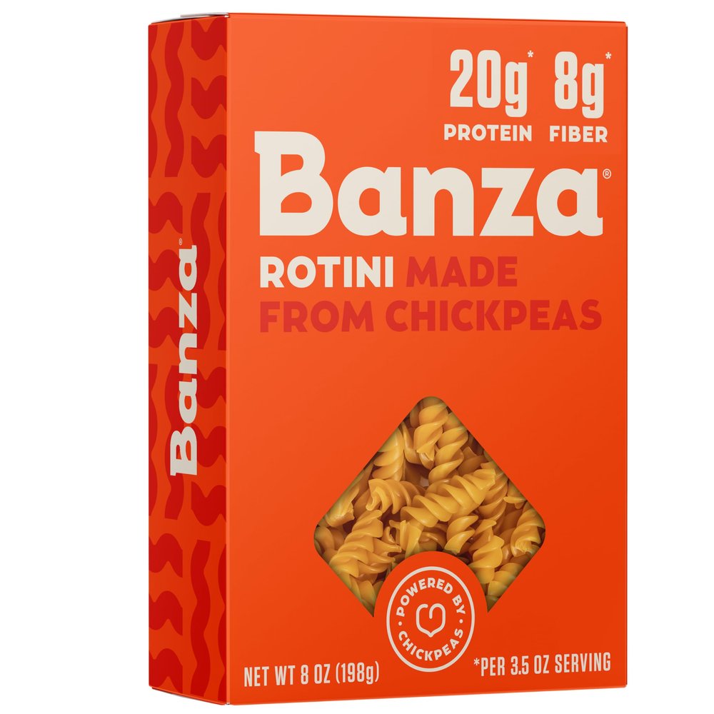 Banza Gluten-Free Chickpea Pasta, Rotini 23g Protein | Lower Carb | High Fiber | High Protein | Plant Based Pasta | 8oz (Pack of 6)
