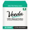 Veeda Natural Cotton Ultra Thin Panty Liners for Women - Breathable Thin Daily Liners are Always Chlorine, and Toxin Free - Hypoallergenic & Comfortable Pantyliners - 40 Count view 1
