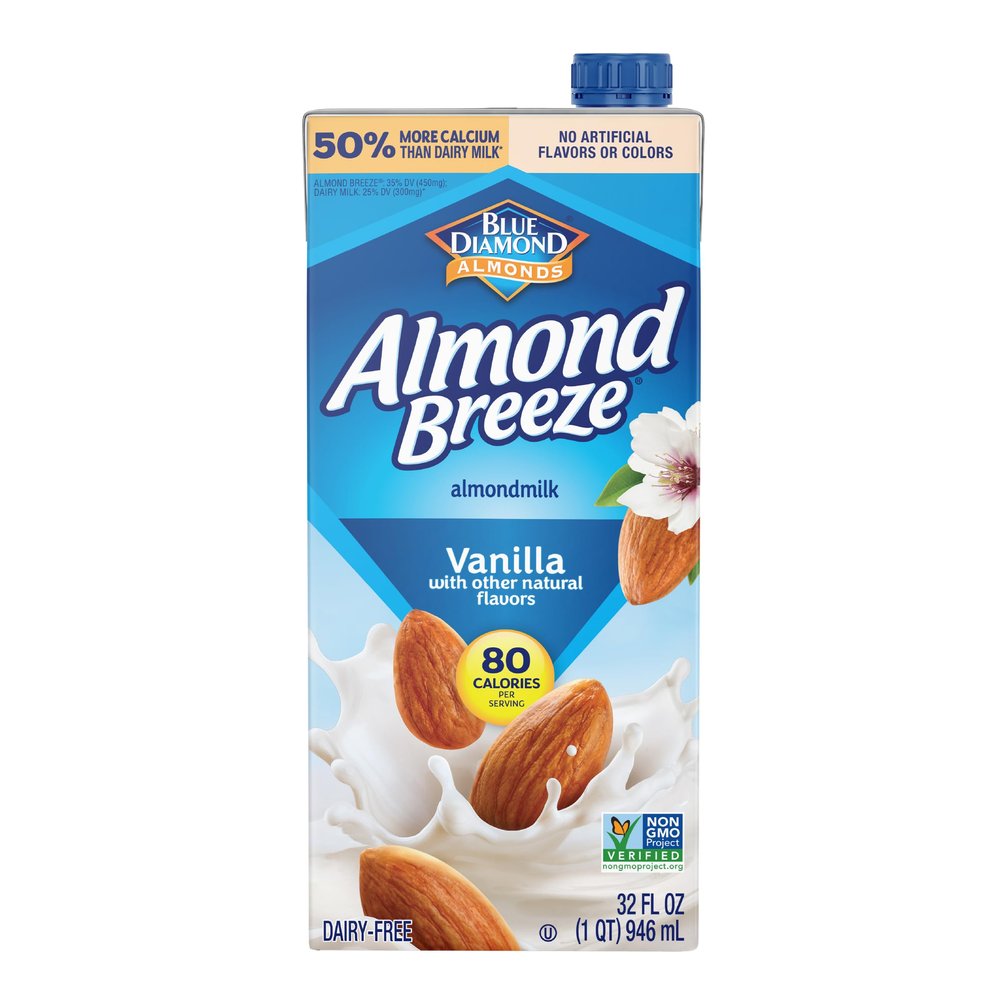 Blue Diamond Almonds Breeze Dairy Free Almondmilk, Vanilla, 384 Fl Oz (Pack of 12)