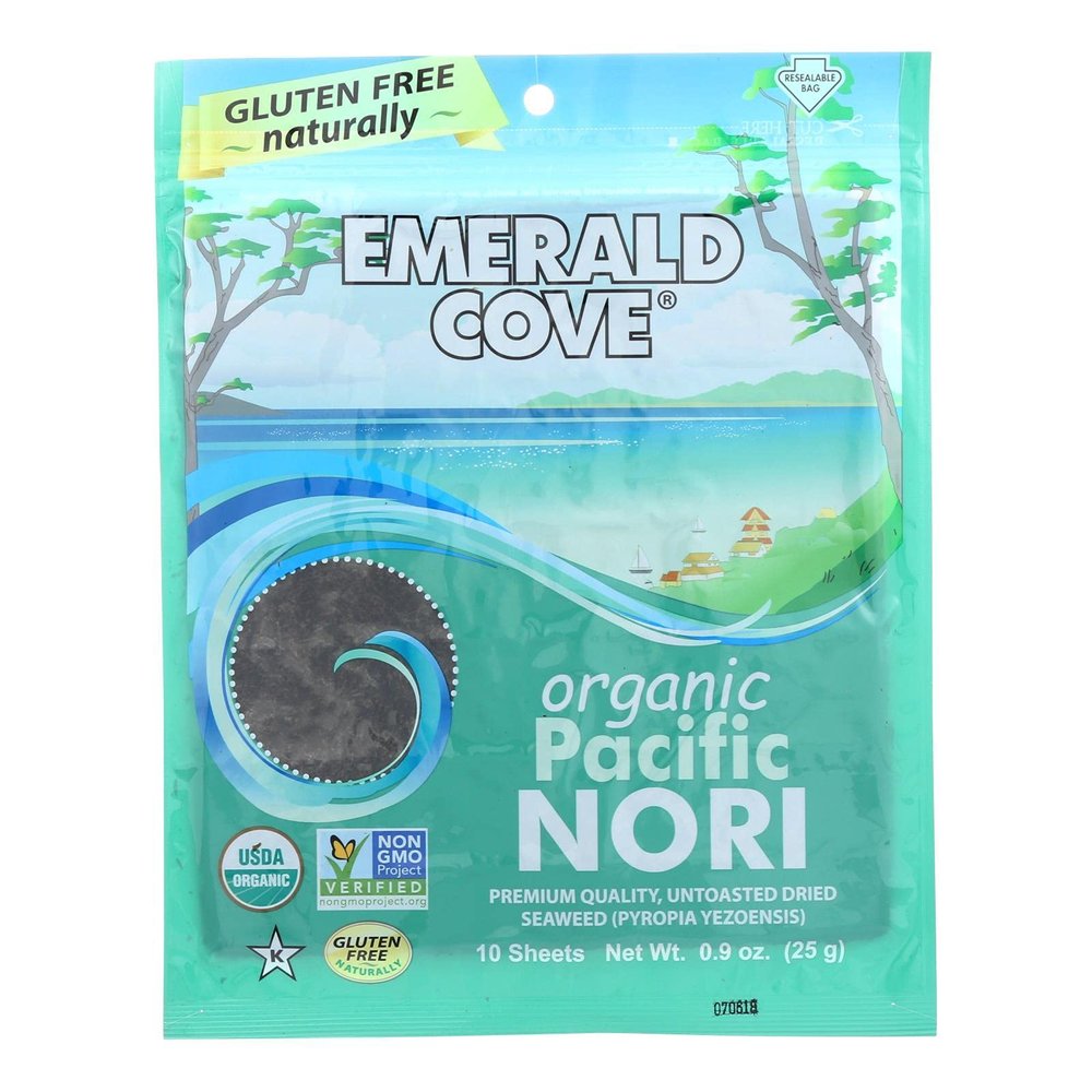 Emerald Cove Organic Pacific Nori - Untoasted Hoshi - Silver Grade - .9 oz - Case of 6-95%+ Organic -