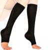 Zipper Compression Socks Supports Stockings Leg Open Toe 23-32mmHg Zipper (Regular, Black) view 1