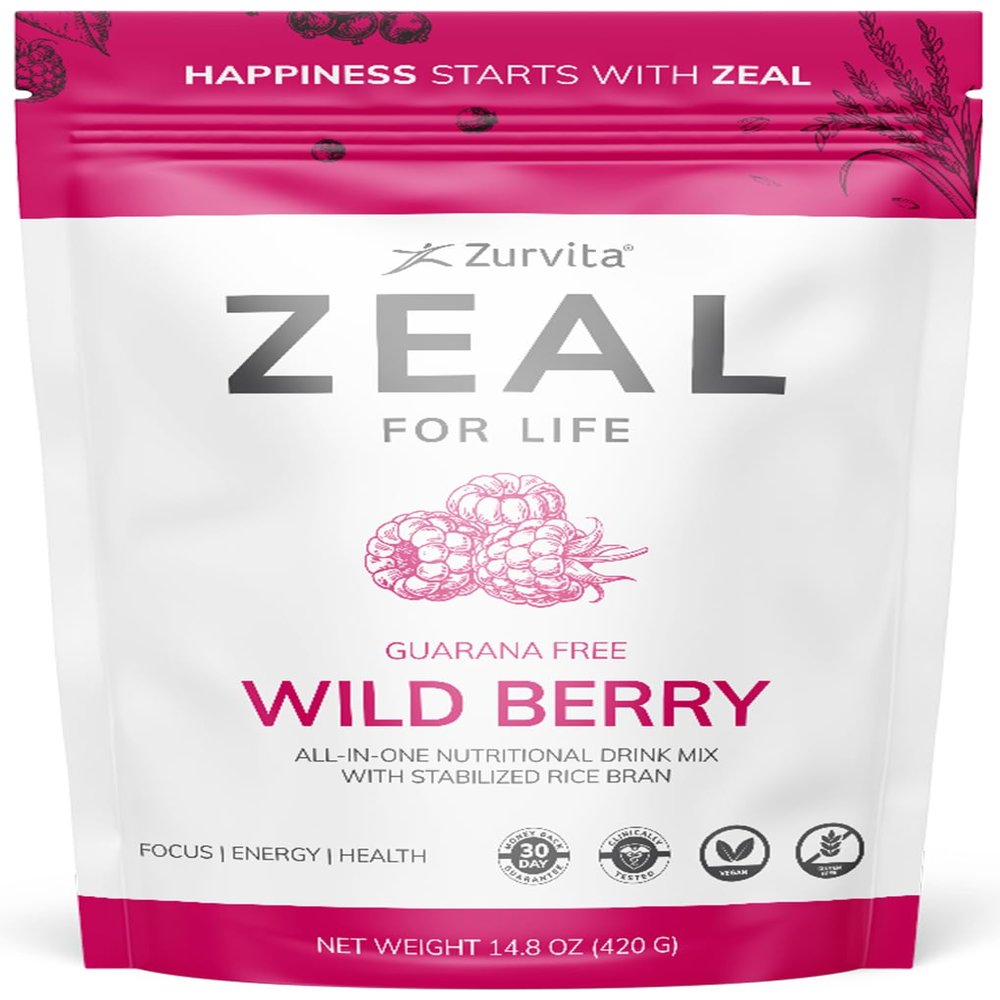 Zurvita - Zeal for Life 30-Day Wellness Bag - Wild Berry (Guarana Free) - Nutritional Supplement for Vitality, Immunity, and Wellness - 420 Grams