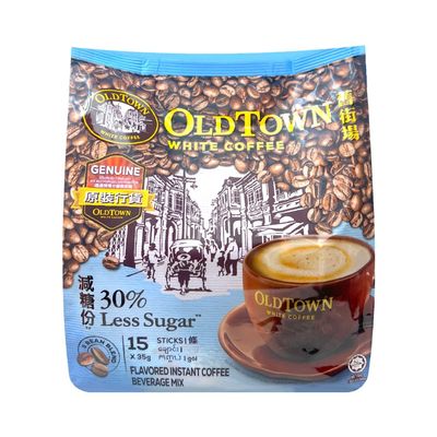 OLD Town (3 in 1)- Taste Premix White 25% Less Sugar Coffee- Don't Need Creamer & Sugar-make Your Life Easier - (35g - 40g) /Stick (25% Less Sugar), 525g (18.5 oz)