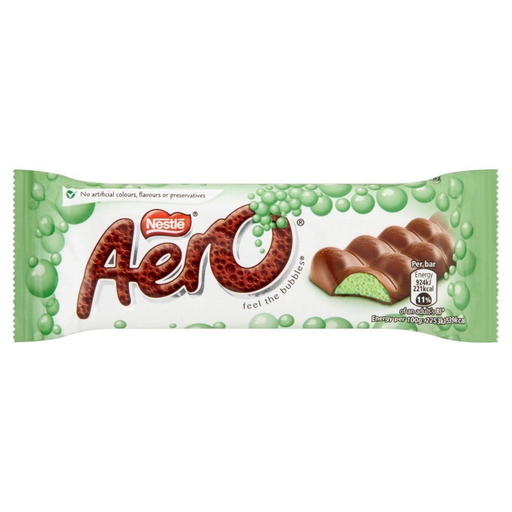 Aero Bubbly Mint Bar - 40g - Pack of 6 (40g x 6 Bars)