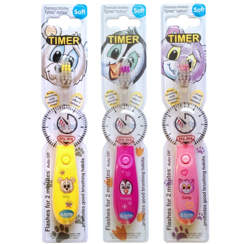 Kinder Zahnbrste mit blinkenden Timer Pack von 3 Fr Mdchen Club Cutie