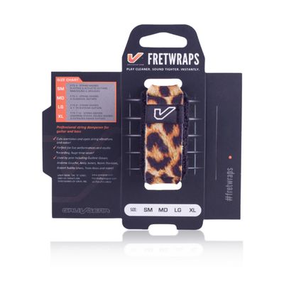 Gruv Gear Fret Wrap & Guitar Mute, Fretwrap for Acoustic, Electric & Bass | String Dampener Recording, Tapping & Practice Accessory (1 Pack, Medium Leopard, Fits 5 String Bass, 7 String Guitar)