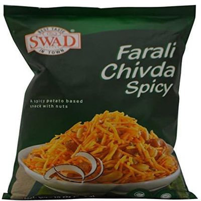 Swad Farali Chivda Spicy (A Spicy Potato Based Snack with Nuts) - 10oz., 283g. (Pack of 2)
