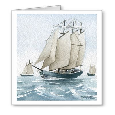 DJ Rogers Fine Art Clipper Ship - Set of 10 Sailing Note Cards With Envelopes