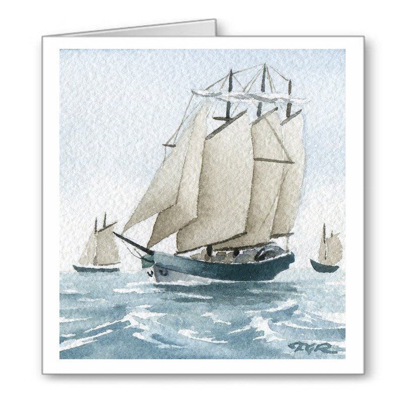 DJ Rogers Fine Art Clipper Ship - Set of 10 Sailing Note Cards With Envelopes