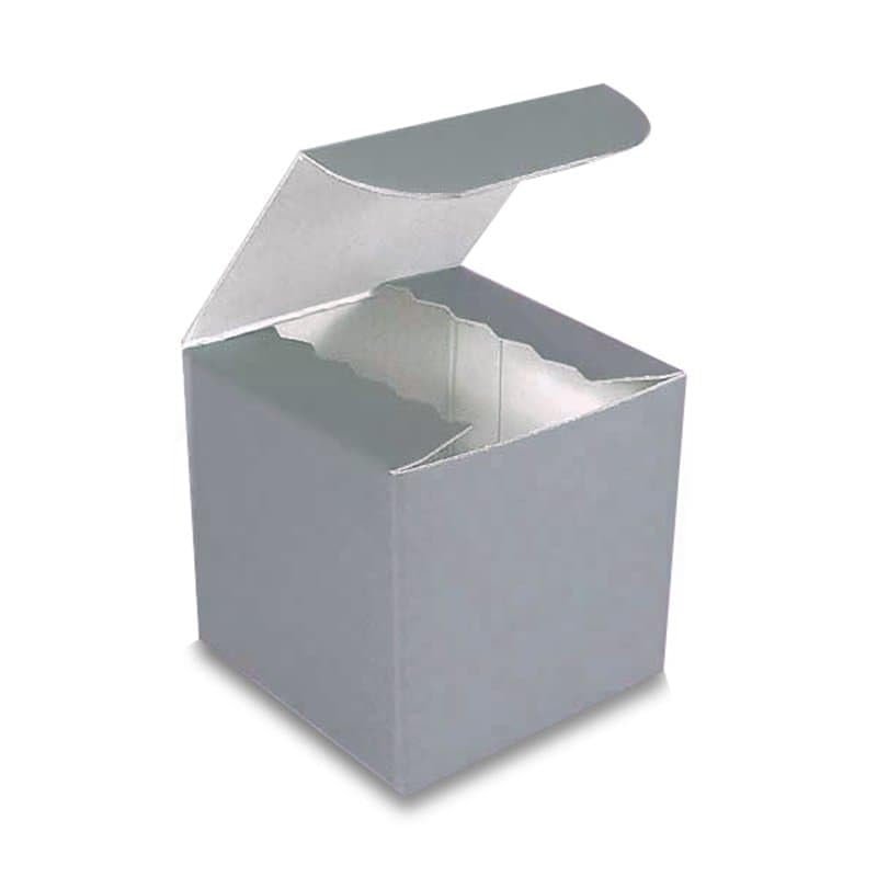 100ea - 8 X 8 X 3-1/2 Silver High Gloss Gift Box Width 8"