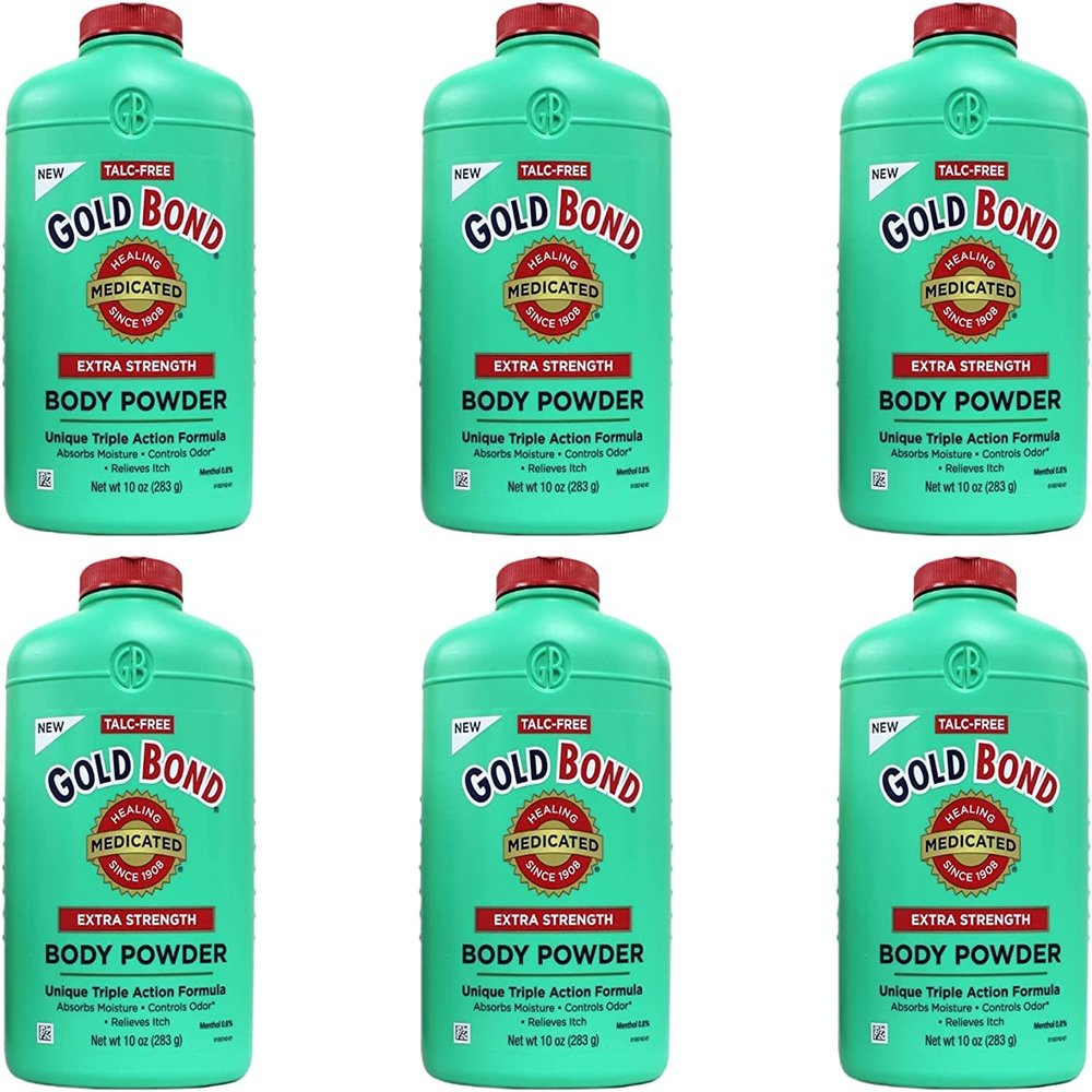 Gold Bond Body Powder Medicated Extra Strength - 10 oz, Pack of 6, Talc-Free