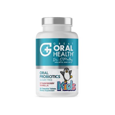 Oral Probiotics for Mouth Bad Breath Treatment for Kids Dental Care & Cavity Prevention with BLIS K12 M18  Dr Formulated Dental Probiotics for Teeth and Gums, 30 Chewable Tablets Strawberry Vanilla