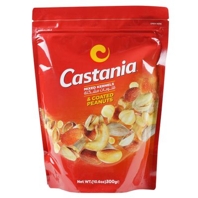 Castania Lebanese Nuts, Mixed Kernels with Roasted Kri Kri, Almonds, Pistachios, Pecans, Hazelnuts, Cashews, and Lebanese Peanuts, 10.6oz