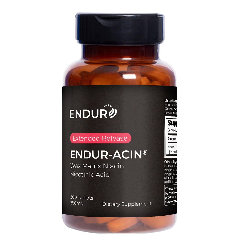 Endurance Products ENDUR-ACIN Niacin, Heart Health & Healthy Cholesterol Balance Supplement, Extended Release for Optimal Absorption, Gluten Free, 250mg (200 Tablets)