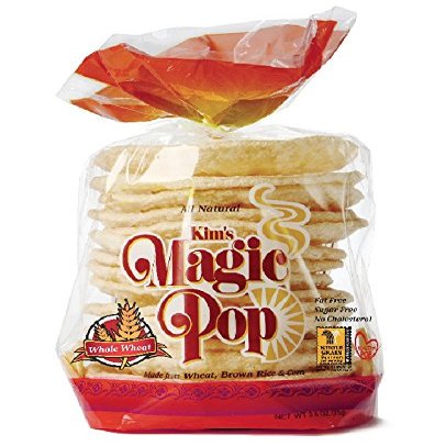 Kim's Magic Pop Freshly Popped Rice Cakes | Vegan | Whole Wheat Flavor | 6 Bags | 15 Cakes per Bag | Low Carb, Sugar Free, Fat Free, Natural, Multigrain Korean Snack | Easy Bread, Chip, Cracker Replacement