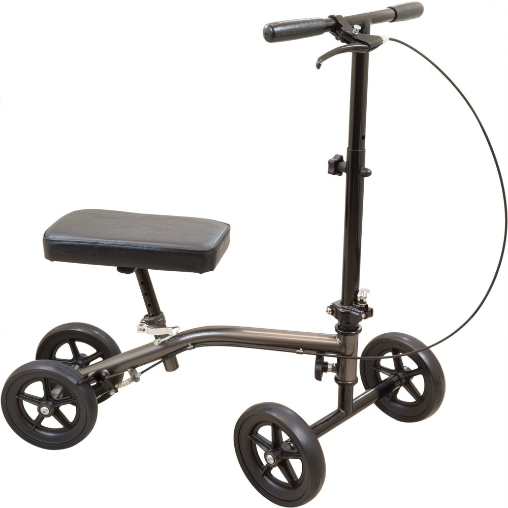 Roscoe Medical Knee Scooter for Adults for Foot Surgery - Foldable & Adjustable Knee Walker for Broken Foot & Leg Injuries, Crutch Alternative, Knee Rover, (Up to 250lbs, 7.25" Wheels), Sterling Grey