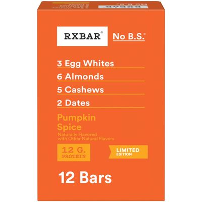 RXBAR Protein Bars, Protein Snack, Snack Bars, Pumpkin Spice, 22oz Box (12 Count)