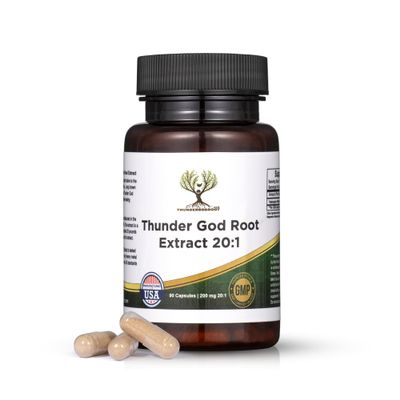 Thunder God Vine Root 20:1 Supplement Tripterygium Wilfordii Herbal Supplement 200mg Capsules with Lei Gong Teng Extract Thunder God Vine Extract with Triptolide 90 Capsules