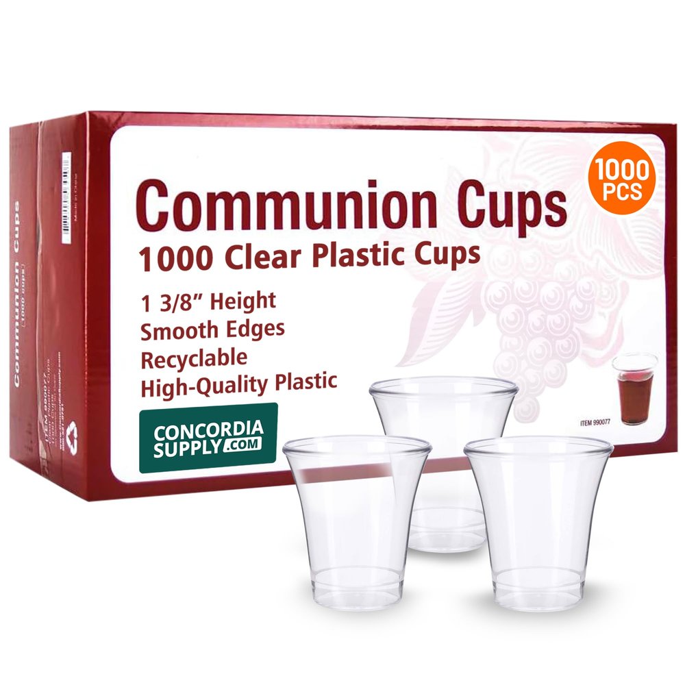 Concordia Supply Communion Cups - 1-3/8" Recyclable Hard Plastic Cups w/Smooth Edges & Fits Standard Holy Communion Trays for Church Services, Fellowship & Santa Cena, (1000 Count)