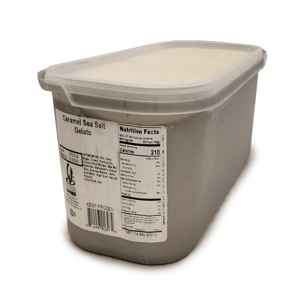 G.S. Italian Caramel Sea Salt Gelato Frozen - 143 oz (Pack of 2) | Authentic Artisan Dessert