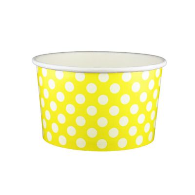 20 oz Yogurt Paper Cups- 600 Count (Polka Dot Yellow)