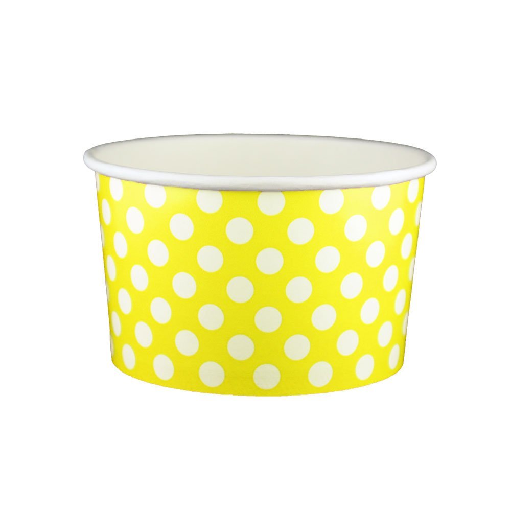 20 oz Yogurt Paper Cups- 600 Count (Polka Dot Yellow)