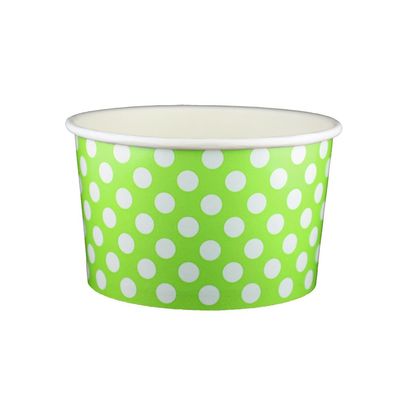 20 oz Yogurt Paper Cups- 600 Count (Polka Dot Green)