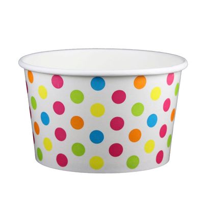 20 oz Yogurt Paper Cups- 600 Count (Polka Dot Rainbow)