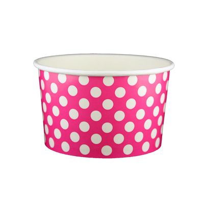 20 oz Yogurt Paper Cups- 600 Count (Polka Dot Pink)