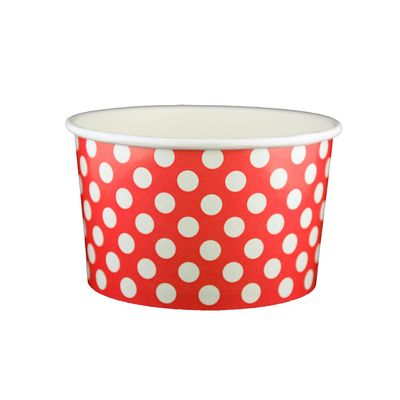 20 oz Yogurt Paper Cups- 600 Count (Polka Dot Red)