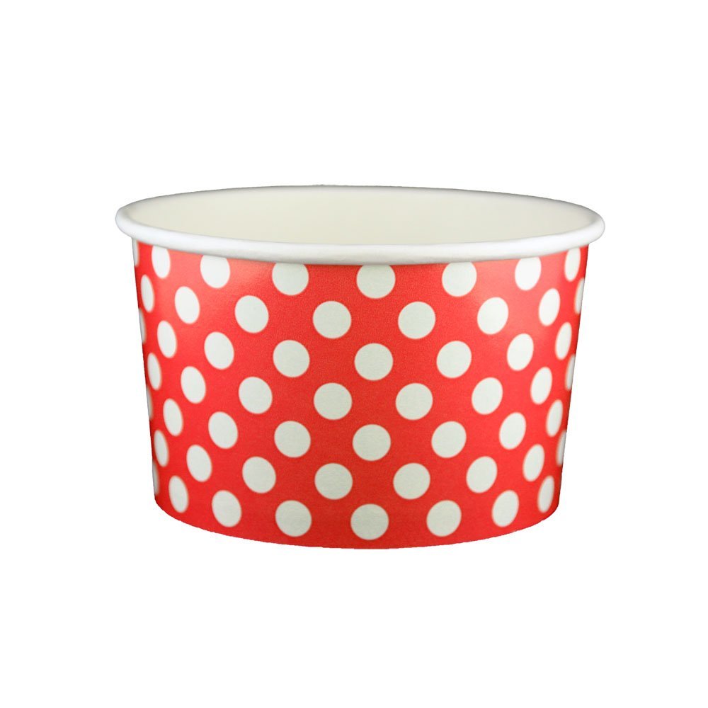 20 oz Yogurt Paper Cups- 600 Count (Polka Dot Red)