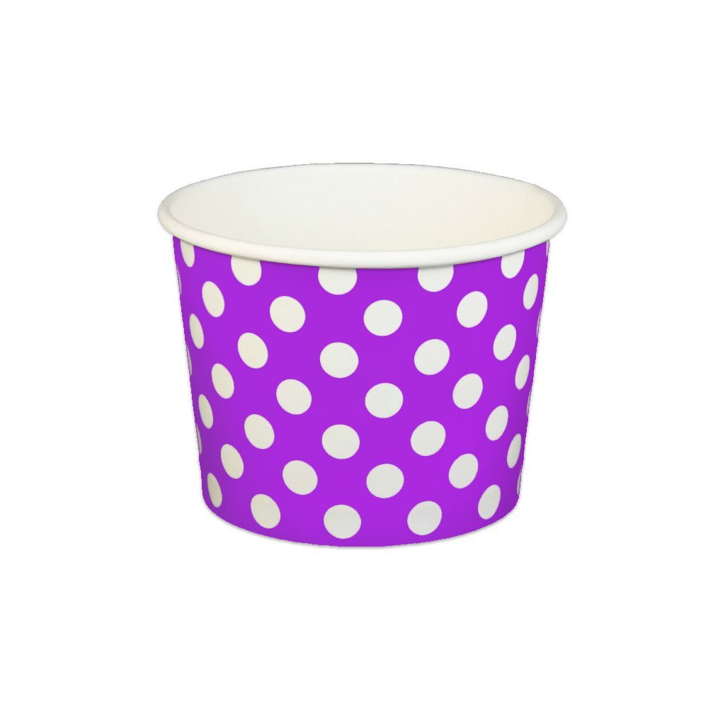 16 oz Yogurt Paper Cups- 1000 Count (Polka Dot-Purple)