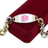 My Identity Doctor Medical Bracelet For Women With Free Engraving, Stainless Steel Personalized Medic ID Custom Sized, 1.5cm Gold Tone Chain Pink Alert - Made in USA - WRIST SIZE 7.75 inch view 1