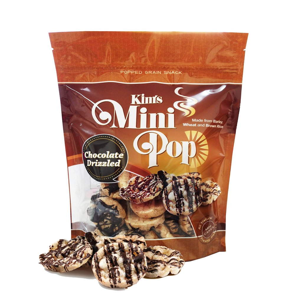 Kim's Mini Pop, Chocolate Drizzled, 4 Ounce, (6 Bags)
