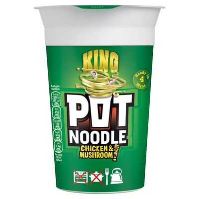 Pot Noodle King Size Chicken & Mushroom Flavour - 114g - Pack of 4 (114g x 4)