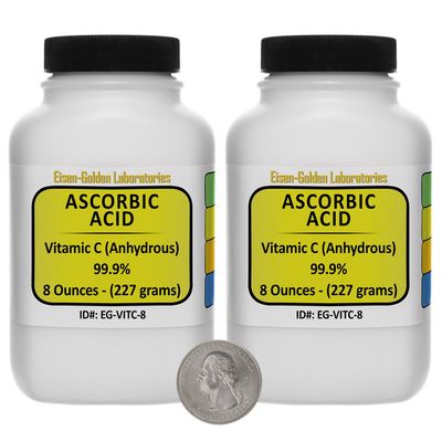 Ascorbic Acid [C6H8O6] 99.9% ACS Grade Powder 1 Lb in Two Space-Saver Bottles