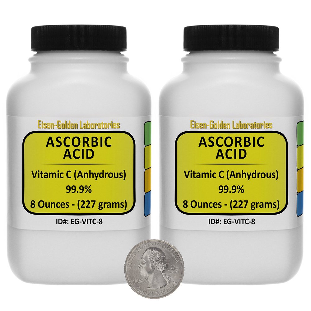 Ascorbic Acid [C6H8O6] 99.9% ACS Grade Powder 1 Lb in Two Space-Saver Bottles