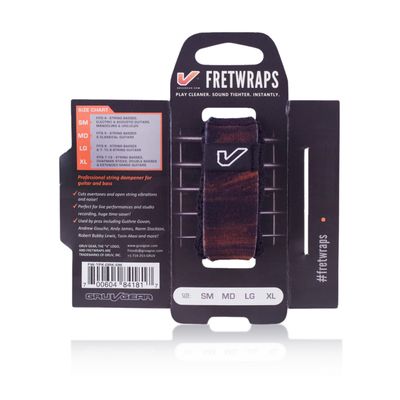 Gruv Gear Fret Wrap & Guitar Mute, Fretwrap for Acoustic, Electric & Bass | String Dampener Recording, Tapping & Practice Accessory (1 Pack, Medium Walnut, Fits 5 String Bass, 7 String Guitar)
