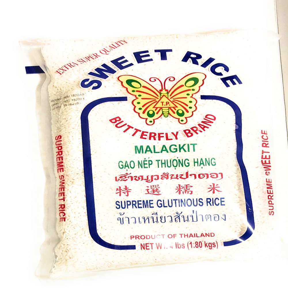 4 Pounds Butterfly Brand Sweet Rice, Supreme Glutinous Rice (Pack of 1)