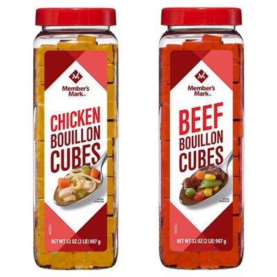 2 Pack: Member's Mark's Chicken Bouillon Cubes and Beef Bouillon Cubes Variety Pack, 32 Oz Each, 1 of Each Flavor. (Bundle of 2), 227 Cubes Per Container