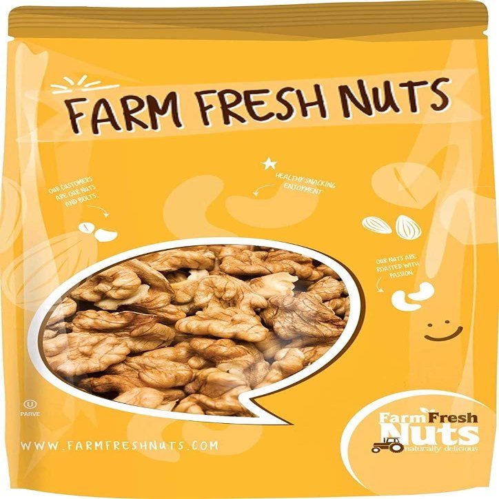 Raw Shelled California Walnuts Halves & Pieces (4 Lbs.) - Compares to Organic Walnuts - Great Source of Omega 3 - Vegan & Keto Friendly - Farm Fresh Nuts Brand