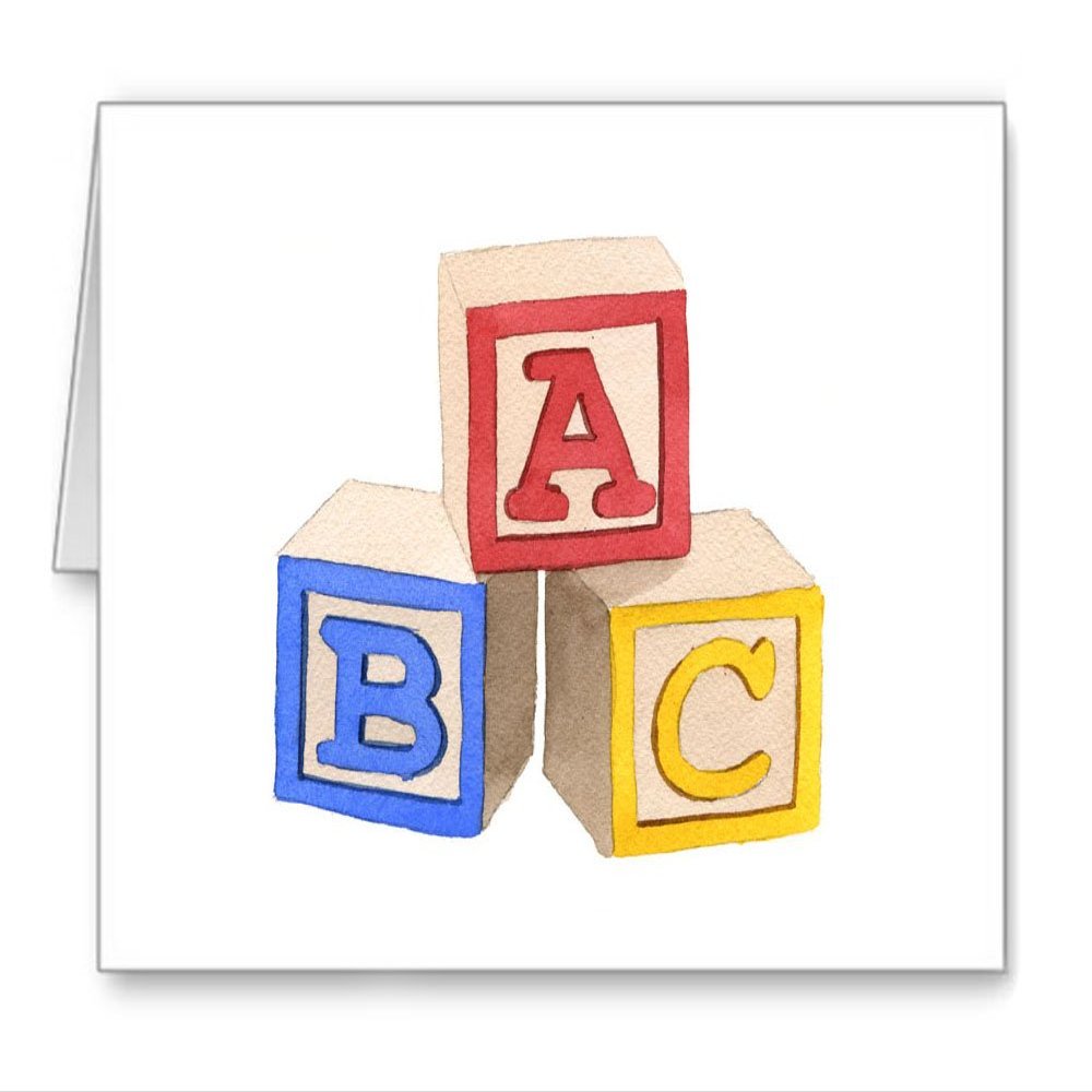 ABC Blocks Set of 10 Art Note Cards by Watercolor Artist DJ Rogers
