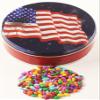 Scott's Cakes Rainbow Mix Chocolate Covered Sunflower Seeds in a Mini American Fireworks Tin view 1