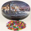 Scott's Cakes Rainbow Mix Chocolate Covered Sunflower Seeds in a Mini Sleigh Ride Tin view 1